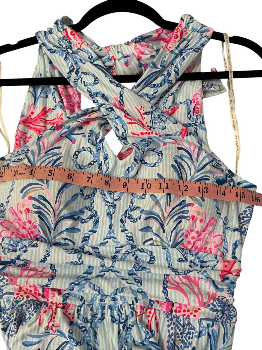Lilly Pulitzer Montecito Halter Maxi Coastal Nautical Tiered Ruffle - Picture 8 of 8